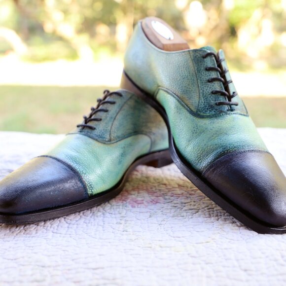 Crockett & Jones Other - Crockett & Jones Barneys 9.5-D Pebbled Blue Multicolor Captoe Oxford